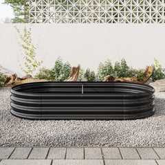 Large Oval Raised Garden Bed, Outdoor Metal Planter Box for Vegetables & Flowers