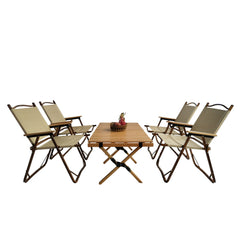 Multi-Function Foldable and Portable Dining Set, 1 Dining Table & 4
Folding Chairs, Indoor and outdoor universal ,Natural