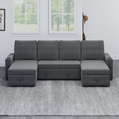 Sectional Sofa with Storage, 96" U Shaped Sectional Couches for Living Room, Comfy Convertible Sectional Sofa - Dark Grey