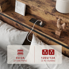 Queen Bed Frame with Storage Headboard & 4 Drawers