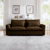 Modern Sofa 2 Seater Corduroy Fabric Sofa with Armrests for Apartment Living Room, Brown