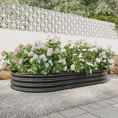 Large Oval Metal Raised Garden Bed, Outdoor Planter for Vegetables - Black