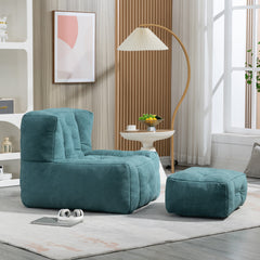 Fluffy bean bag chair, comfortable bean bag for adults and children, super soft lazy sofa chair with memory foam and ottoman, indoor modern focus bean bag chair for living room, bedroom, apartment