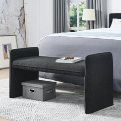 Bedroom storage stool, linen fabric storage stool, large storage space,44.48 inches, can be used for bed end, living room, entrance, BLACK