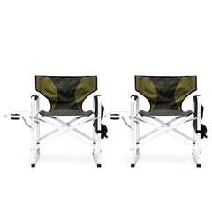 2-Piece Padded Folding Directors Chair with Side Table & Storage, Camping & Fishing