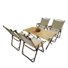 Multi-Function Foldable and Portable Dining Set, 1 Dining Table & 4
Folding Chairs, Indoor and outdoor universal ,Natural