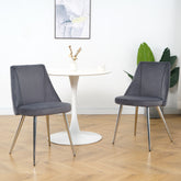 Modern Grey Velvet Dining Chairs with Chrome Legs (Set of 4)