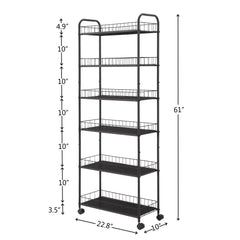 6-Tier Rolling Storage Cart, Mobile Kitchen Organizer