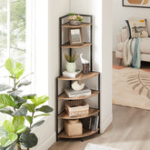 6-Tier Corner Shelf, Freestanding Bookcase for Small Spaces