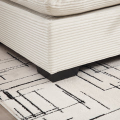 Beige Corduroy Deep Seat Single Sofa Accent Chair,Deep Seat Couch with Waist Pillow for Living Room