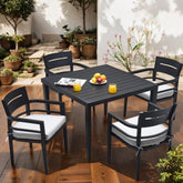 5PCS Patio Dining Set - Outdoor Aluminum Furniture with Cushioned Chairs and 40" Square Table, Ember Black