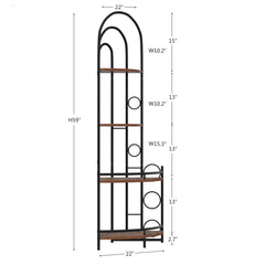 4-Tier Corner Bookshelf, Modern Metal Frame Plant Stand