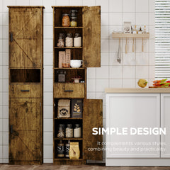 69" H Tall Bathroom Storage Cabinet with 2 Barn Doors and 1 Drawer, Narrow Storage Unit, Adjustable Shelves,Floor Cabinet for Bathroom, Living Room, Entryway,Kitchen,(Vintage Color)
