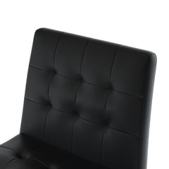 Beige Fabric Dining Chair with Black Metal Legs (Set of 4)