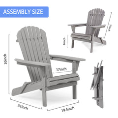 Solid Cedar Adirondack Chairs (Set of 2) – Folding Lounge Chairs for Lawn & Patio