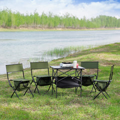 5-Piece Folding Table Chairs Set Camping Patio for Backyard & BBQ