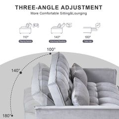 3-in-1 Sleeper Sofa Bed, Velvet Loveseat Futon – Gray