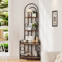4-Tier Corner Bookshelf, Modern Metal Frame Plant Stand