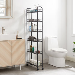 6-Tier Rolling Slim Storage Cart with Wheels & 6 Baskets
