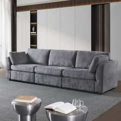modular sofa grey chenille fabric, simple and grand, the seat and back is very soft. this is also a KNOCK DOWN sofa
