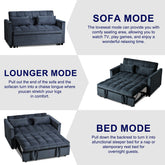 3-in-1 Convertible Sofa Bed, Velvet Loveseat Futon – Black