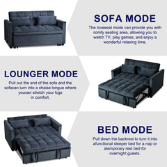 3-in-1 Convertible Sofa Bed, Velvet Loveseat Futon – Black