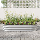 Large Oval Metal Raised Garden Bed, Outdoor Planter for Vegetables - Silver