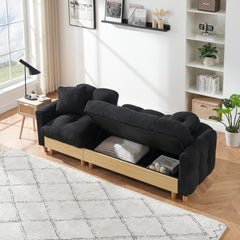 84.64 inches black three-person sofa lift sofa bed with locker sofa bed, sofa soft and comfortable, suitable for bedroom, living room