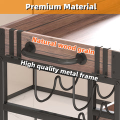 3-Tier Rolling Serving Cart with Lockable Wheels, Wine & Beverage Trolley with Trays