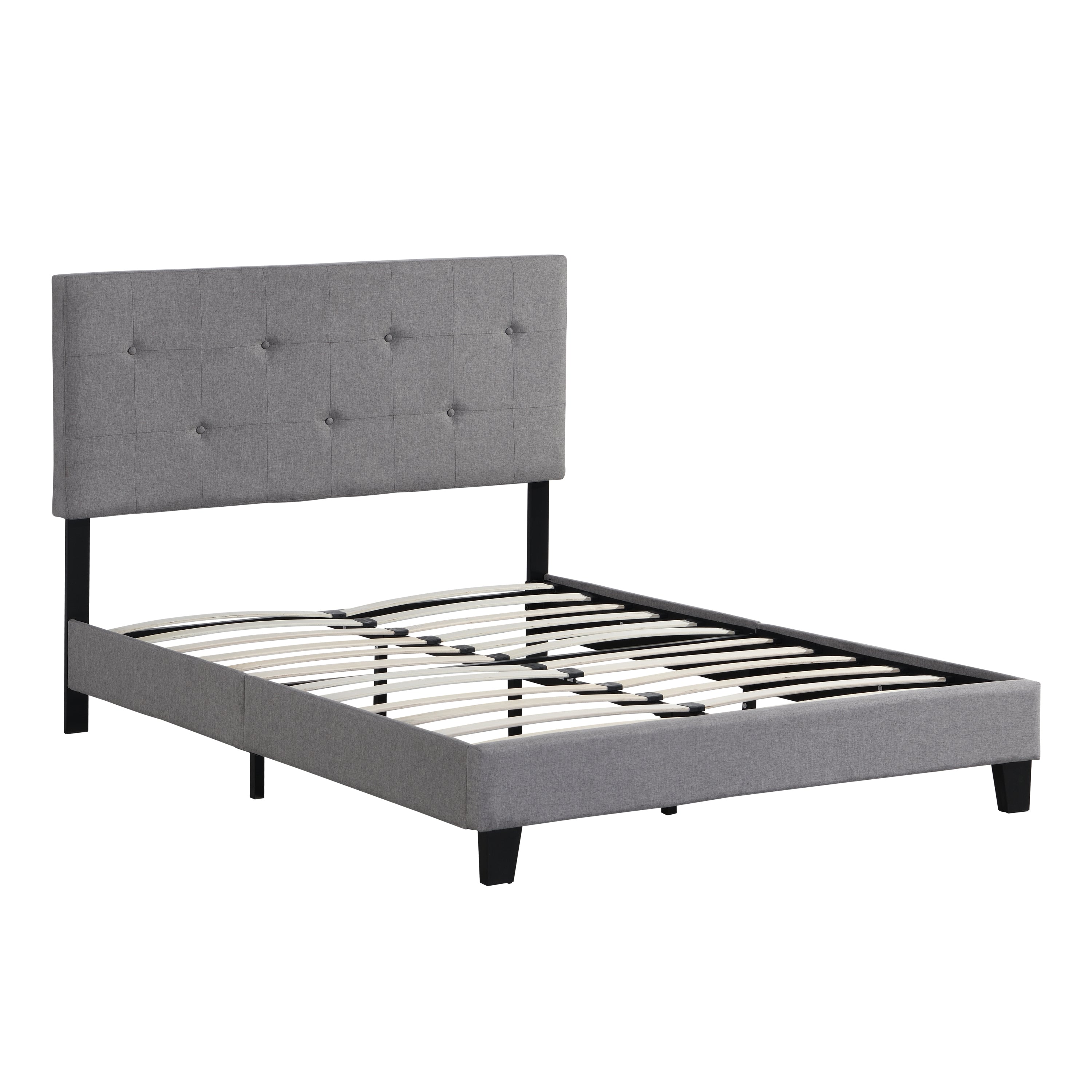 Full Size Upholstered Platform Bed Frame with Modern Button Tufted Linen Fabric Headboard, No Box Spring Needed, Wood Slat Support, Easy Assembly,  Grey Full Size Upholstered Platform Bed Frame with Modern Button Tufted Linen Fabric Headboard, No Box Spring Needed, Wood Slat Support, Easy Assembly,  Grey