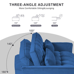 3-in-1 Sleeper Sofa Bed with Velvet, Pillows & Storage – Blue