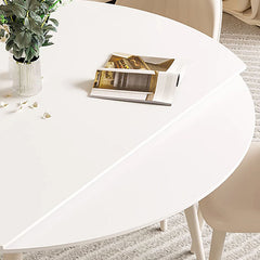 Modern Extendable Round Dining Table - White Marble Top & 4 Iron Legs for 6-8 People