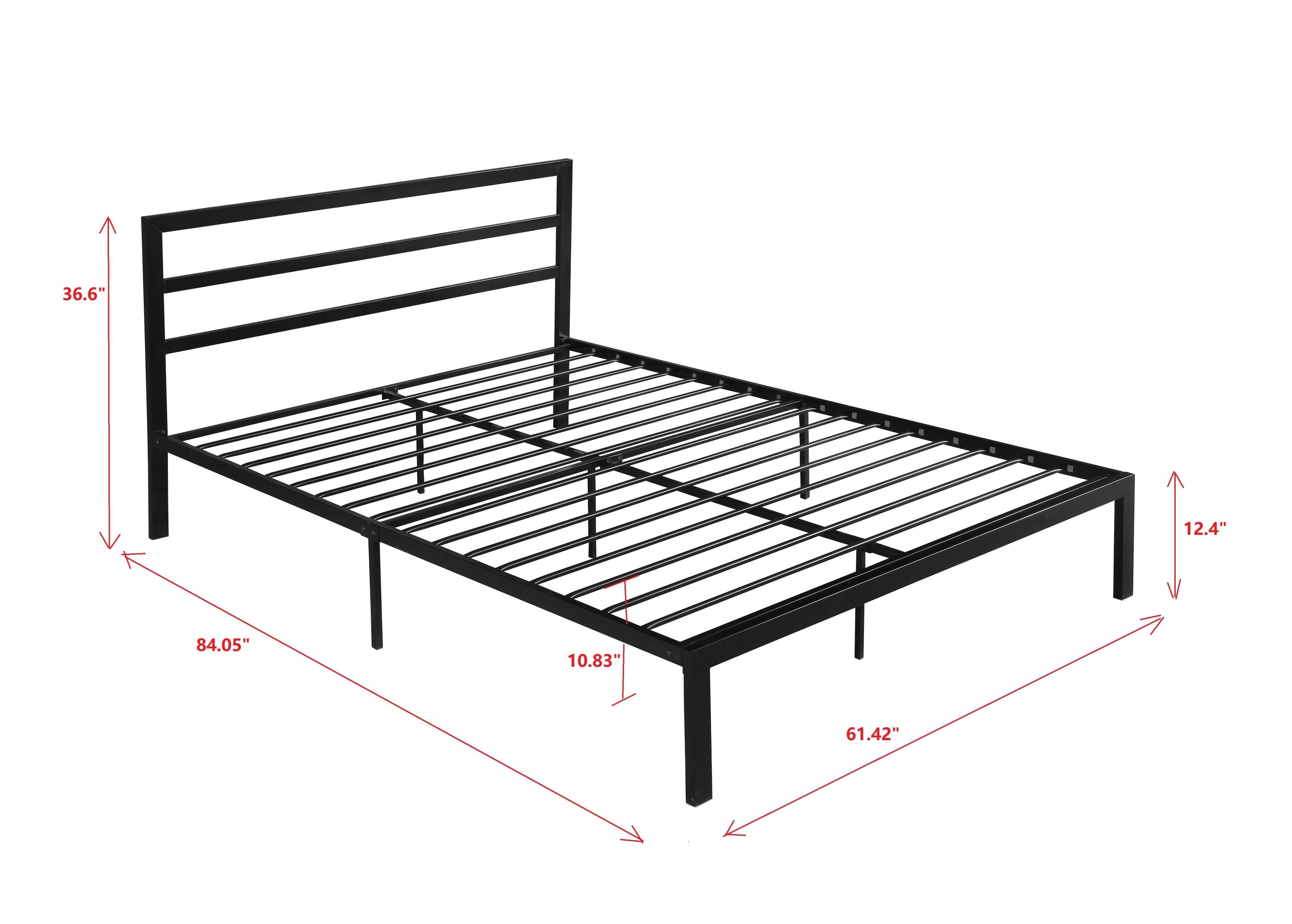 Queen Size Metal Bed Frame with Headboard Black Queen Size Metal Bed Frame with Headboard Black