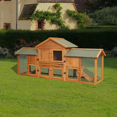 79.5" Extra-Large Bunny Cage, Waterproof Habitat with Tray & 2 Runs