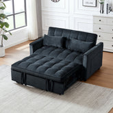 3-in-1 Convertible Sofa Bed, Velvet Loveseat Futon – Black