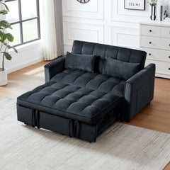 3-in-1 Convertible Sofa Bed, Velvet Loveseat Futon – Black