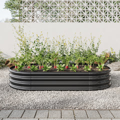 Large Oval Raised Garden Bed, Outdoor Metal Planter Box for Vegetables & Flowers