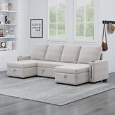 Sectional Sofa with Storage, 96" U Shaped Sectional Couches for Living Room, Comfy Convertible Sectional Sofa - Beige