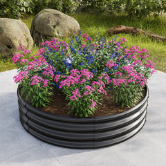 47" Tall Round Metal Raised Garden Bed, Planter Box for Vegetables - Black