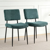 Turquoise Fabric Upholstered Dining Chair with Black Metal Legs (Set of 2) – Modern & Simple