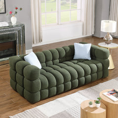 84.3 length ,35.83" deepth ,human body structure for USA people, marshmallow sofa,boucle sofa ,3 seater, OLIVE GREEN BOUCLE