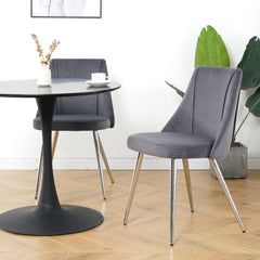 Modern Grey Velvet Dining Chairs with Chrome Legs (Set of 4)