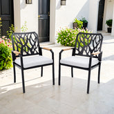 Outdoor Dining Chairs 2PCS Aluminum with Sunbrella Cushions & FSC Wood Armrests