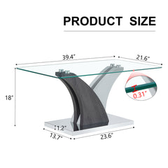 Modern Rectangular Coffee Table with Tempered Glass Top - Perfect for Home and Office Decor