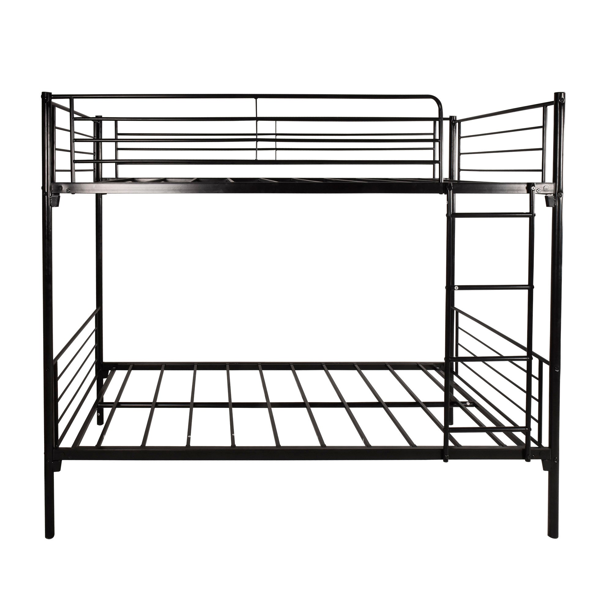 Metal Twin Over Twin Bunk Bed with Ladder, Black Metal Twin Over Twin Bunk Bed with Ladder, Black
