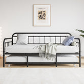 Twin Daybed Frame with Trundle, Heavy Duty Steel, Black
