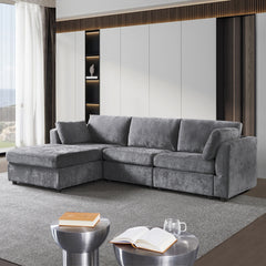 modular GREY sofa fabric, simple and grand, the seat and back is very soft. this is also a KNOCK DOWN sofa