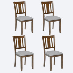 Wooden Dining Chairs Set of 4, Kitchen Chair with Padded Seat, Upholstered Side Chair for Dining Room, Living Room, Walnut
