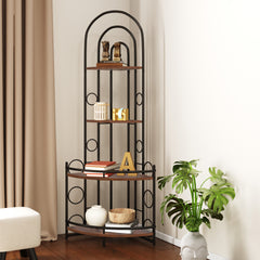 4-Tier Corner Bookshelf, Modern Metal Frame Plant Stand