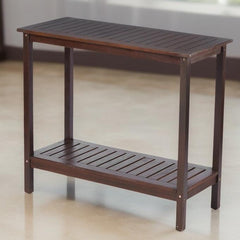 Wooden Workstation for Garden Balcony Garage Rack, Acacia Console Table Brown